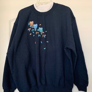 NWOT Top Stitch Navy Owl Sweatshirt - 2XL